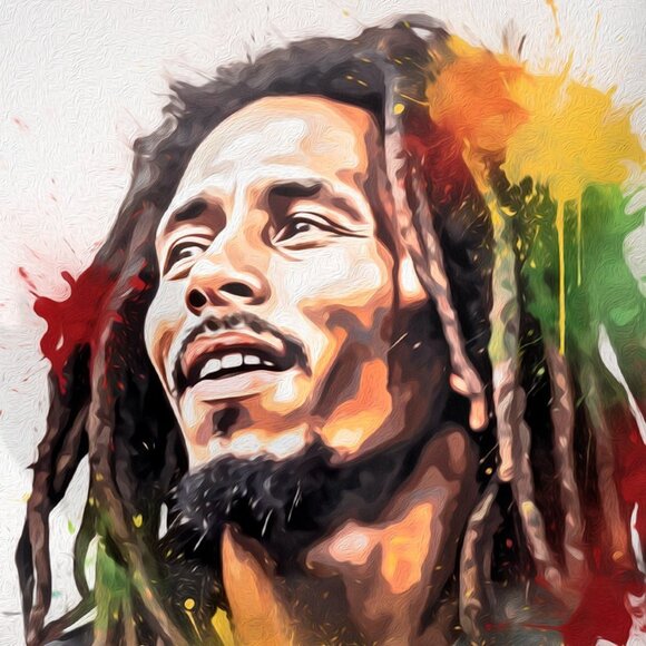 NobleCaptures Other - 8x10 Bob Marley One Love Fantasy Art Watercolor Oil Painting Wall‎ Art Print